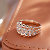 Marvelous Double Metal Beads 14K Rolled Rose Gold AAA  Zircon Diamonds Rings - Personality Trendy Jewellery