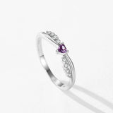 Delicate Twisted Silver Romantic Purple Heart AAAA Lab Created Diamond Ring