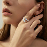 Two-stone Sweet Intertwined 925 Silver 6.5mm Moissanite Open Engagement Ring