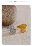 18K Gold Plated Stylish Adjustable Stainless Steel AAA Zirconia Diamonds Heart Snake Ring