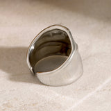 18K Gold Plated Irregular Hammered Texture Wide Opening Stainless Steel Ring Charm Jewellery