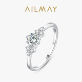 Dazzling 925 Sterling Silver Sparkling Princess Cut AAAA Lab Created Diamond Ring