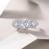 3EX VVS1 D Colour Sparkling Round Cut 1CT Real Moissanite Diamonds Engagement Rings - 925 Sterling Silver Jewellery