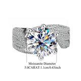 5 Carat Moissanite Eternity Ring - Fashion Trend Temperament Design Light Luxury Niche 925 Sterling Silver Jewellery