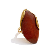 18K Gold Plated New Design Brown Green Beige Resin Geometric Stainless Steel Ring