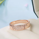 Popular 14K Rolled Rose Gold Classic Glossy Hollow Ring With AAA White Zircon Diamonds, High Quality Jewellery