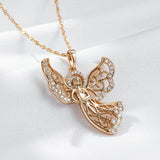 Luxury Fashion 14K Filled Rose Gold AAA Zircon Diamonds Angel Necklace For Women - Very Popular Jewellery