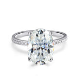 Fabulous 1-2 Carat Oval Cut VVS1 D Colour Moissanite Diamond Silver Wedding Ring