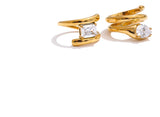 14K Gold Plated AAA Shiny Cubic Zirconia Diamond Snake Geometric Golden Ring