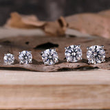 Sterling Silver Six Claws Sparkling Moissanite Diamonds Flat Back Stud Earrings