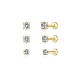 Sterling Silver Moissanite Diamonds Multi-Size Round Cartilage Tragus Stud Earrings
