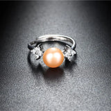 High Quality White,Pink,Purple,Black,Gold Pearls AAA Zircon Diamonds Silver Rings