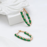 14K Gold Filled Full Green AAA Zircon Crystals Long Women's Luxury Design Earring