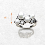 Unique Freshwater Pearls with AAA Zircon Diamonds 925 Sterling Silver Ring