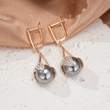 14 Karat Gold Filled Luxury Grey Big Pearl Long Drop Earrings Fine Wedding Jewellery