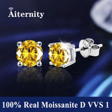 S925 Silver Platinum And Gold Plating Moissanite Stud Earrings Women Fine Jewellery
