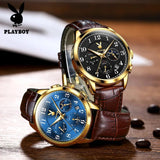 Famous Brand Luxury Multifunction Original Leather Strap Waterproof Quartz Casual Fashion Business Watches for Men