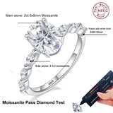 Fabulous 2 Carat Oval Cut Full Moissanite 925 Sterling Silver Solitaire Wedding Ring