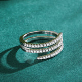 Elegant Multi-layer Sparkling AAAA Lab Created Diamonds 925 Sterling Silver Ring