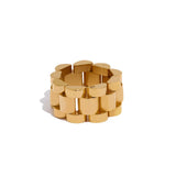 18K Gold Plated Stainless Steel Chain Finger  Personalized Metal Texture Charm Ring