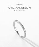 Sterling Silver Minimalist Clear AAAA Simulated Diamonds Stackable Ring - Anniversary Wedding Fine Jewellery - The Jewellery Supermarket