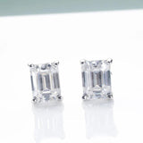 Classic 0.5-2CT Emerald Cut Rectangle Moissanite Diamonds Earrings - Sterling Silver Fine Jewellery For Men and Women - The Jewellery Supermarket