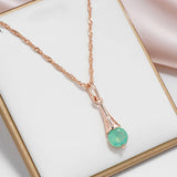 Amazing 14K Filled Rose Gold Shiny Green AAA Zircon Luxury Pendant Necklace For Women - Fine Jewellery