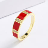 Classic 18 KGP Red Drip Simple Handmade Enamel Party Ring Wedding Jewellery