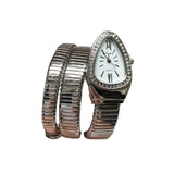 Elegant Luxury Jewellery Snake Design Zircon Diamonds Gold Colour Stainless Steel Women Quartz Bracelet Wristwatches