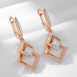 14K Rolled Gold New Fashion Shiny AAA Zircon Diamonds two tone Drop Earrings for Women