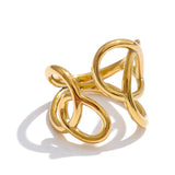 18K Gold Plated Trendy Stainless Steel Geometric Hollow Unusual Distinctive Polished Ring