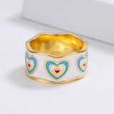 New Creative Colourful Handmade Enamel Heart Shape Cute Romantic Ring