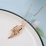 14K Gold Filled Vintage Style Hollow Flower AAA Zircon Diamonds Fine Pendant Necklace