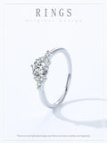 Exquisite Sterling Silver Round Clear AAAA Lab Created Diamond Solitaire Ring