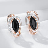 14 Karat Gold Filled Unusual Shiny Black White AAA Zircon Crystals Dangle Luxury Earrings