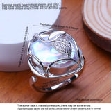 Vine Leaf Design Big Baroque White Blue Pearl Silver Gold Color Rings
