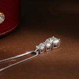 Gorgeous 1.8cttw D Colour 3 Stones Full Moissanite Diamonds Necklace For Women - S925 Sterling Silver Fine Jewellery