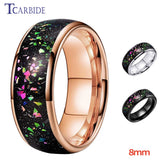 Galaxy Series Opal Inlay Domed Polished 8mm Men Women Tungsten Carbide Rings