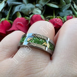 Pipe Cut Polished Finish Groove Inlay Silver Colour Men Women Tungsten Wedding Rings