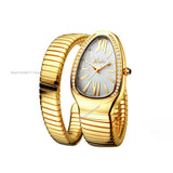 New Classic Top Brand Bling Zircon Diamonds Snake Shape Gold Silver Colour Scaleable Bracelet Ladies Quartz Watches