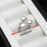 Elegant 925 Silver Multicolor Natural Pearl AAA Zircon Diamonds Adjustable Ring