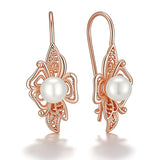 14 Karat Rolled Gold Luxury Unique Geometric Hollow Pearl Drop  Jewellery Earrings