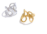 18K Gold Plated Trendy Stainless Steel Geometric Hollow Unusual Distinctive Polished Ring