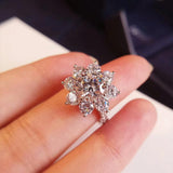 18K White Gold Plated 925 Sterling Silver 2 Carat Sunflower Moissanite Diamonds Engagement Weddings Rings For Women
