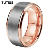 Stepped Beveled Brushed Finish 10MM Classic Men Women Tungsten Carbide Rings