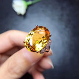 Excellent 10 Carat Natural Citrine Big Ring - 925 Silver Sterling Silver Luxury Jewellery for Women - The Jewellery Supermarket