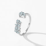 Elegant 925 Sterling Silver Pear shape AAAA Lab Created Diamonds Open Rings