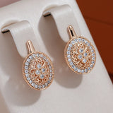 14K Rolled Gold Vintage AAA Zircon Diamonds Luxury Oval Geometric Drop Classic Earrings