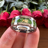 Pipe Cut Polished Finish Groove Inlay Silver Colour Men Women Tungsten Wedding Rings