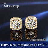 Classic D Colour VVS1 Moissanite Diamonds Stud Silver Earrings or Men and Women